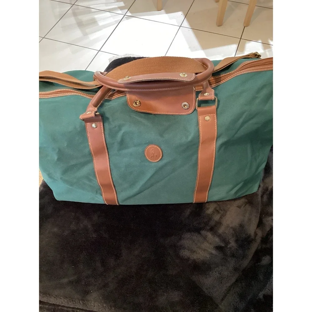Polo Ralph Lauren Green Canvas Duffle Bag Vintage 90's with  Handle